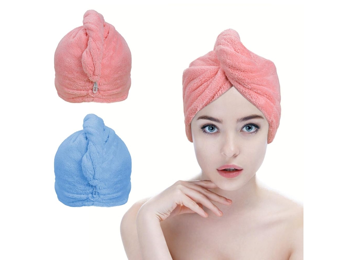 JILLIOPER Toalla de microfibra para el cuidado del cabello, de secado rápido y absorbente, ideal para secarlo sin esfuerzo en casa o de viaje. Su suave forro po