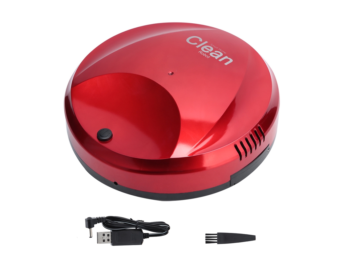 MEOIRUERY Aspiradora de Suelo Inteligente Automática Recargable por USB para Hogar (Roja)