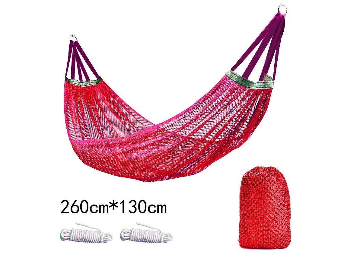 Hamaca de exterior Siurn, tejido de malla de nailon transpirable (260 x 130 cm), color rojo