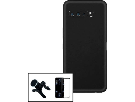 Carcasa + Protector + Soporte Asus ROG Phone 5s Pro PHONECARE Silicona Líquida Negro 72819