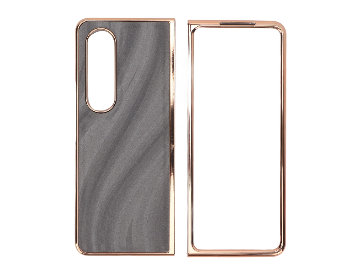 Capa Protetora Para Samsung Galaxy Z Fold 4 De Couro Sintético Anti-risco Com Textura Galaxy Cinza