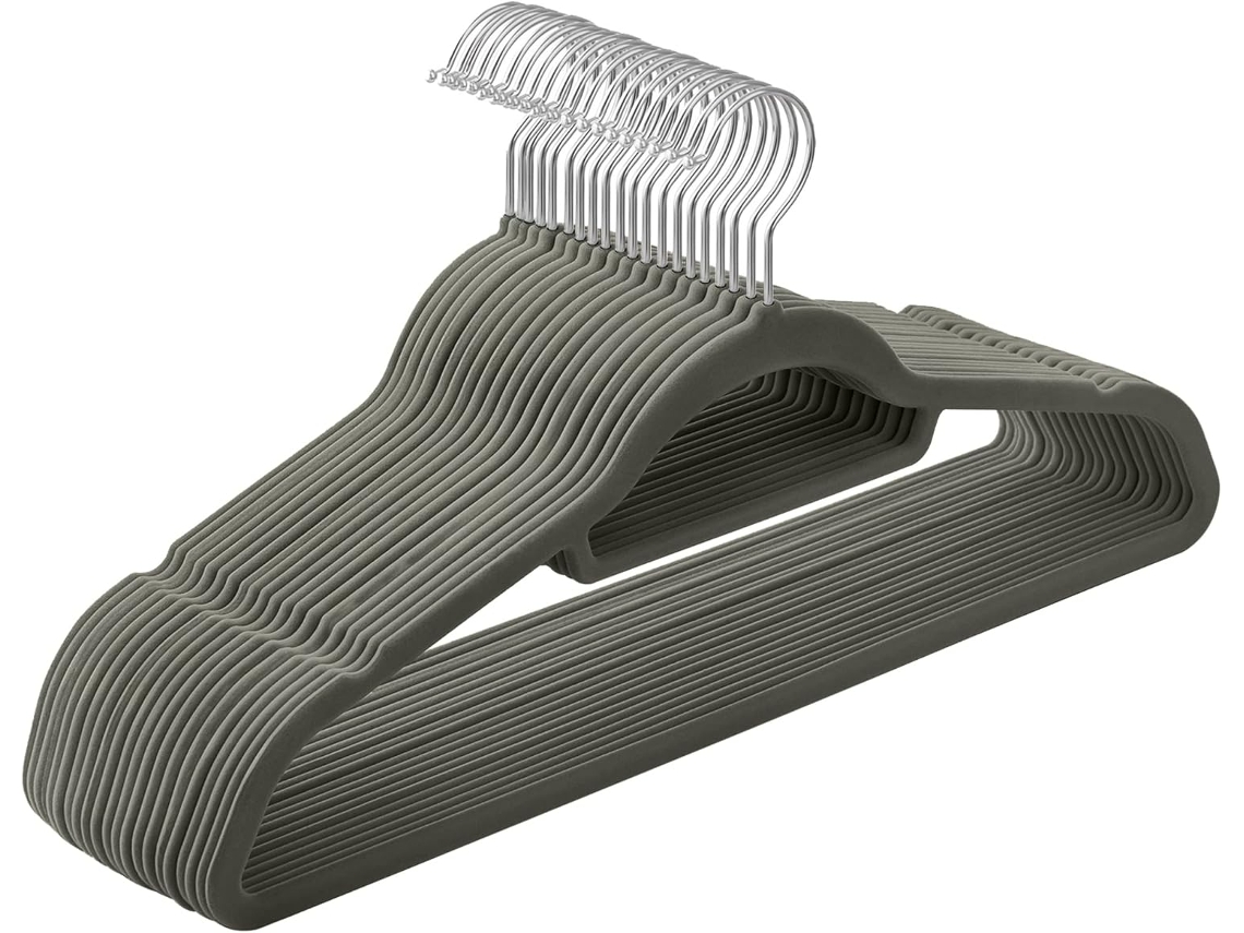 Perchas De Terciopelo Antideslizantes, Color Gris Plateado, 20 Unidades