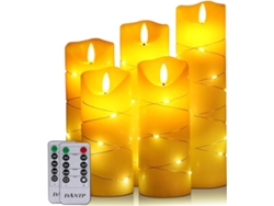 Vela Sin Llama Con Luces Led Integradas, 5 Velas Led, Control Remoto De 10 Teclas, Temporizador De 24 Horas.