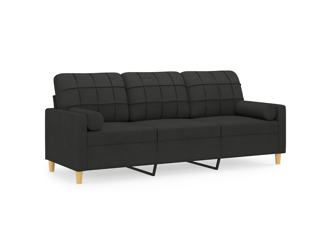 Maison Exclusive - Sofá De 3 Plazas Con Cojines Tela Negro 180 Cm