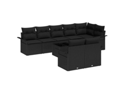 Conjunto de sofá de jardín de 9 piezas de mimbre negro EXCLUSIVO DE LA CASA