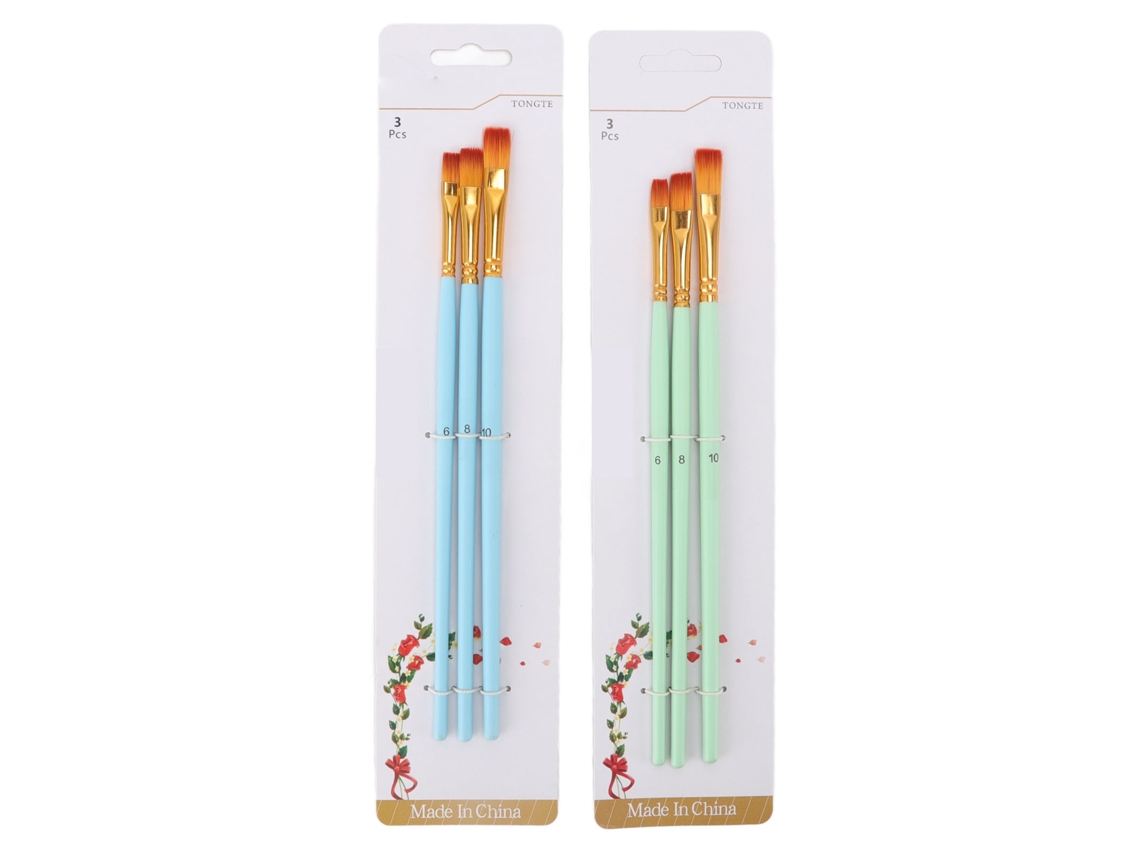 Juego De 6 Pinceles Planos De Nailon Para Pintura Al Óleo, Acuarela Y Arte.