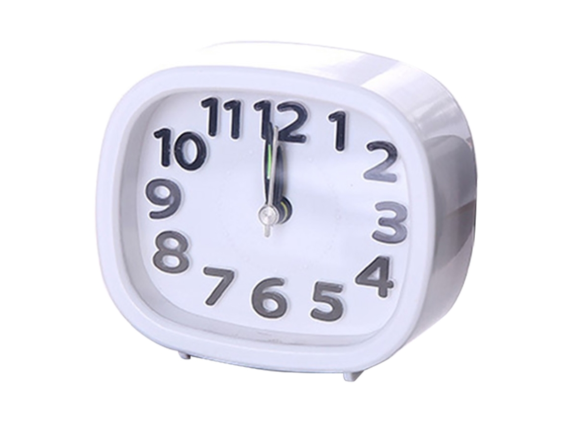Mini reloj despertador de escritorio sencillo, silencioso, cuadrado blanco, ideal para mesita de noche o para decorar la oficina.