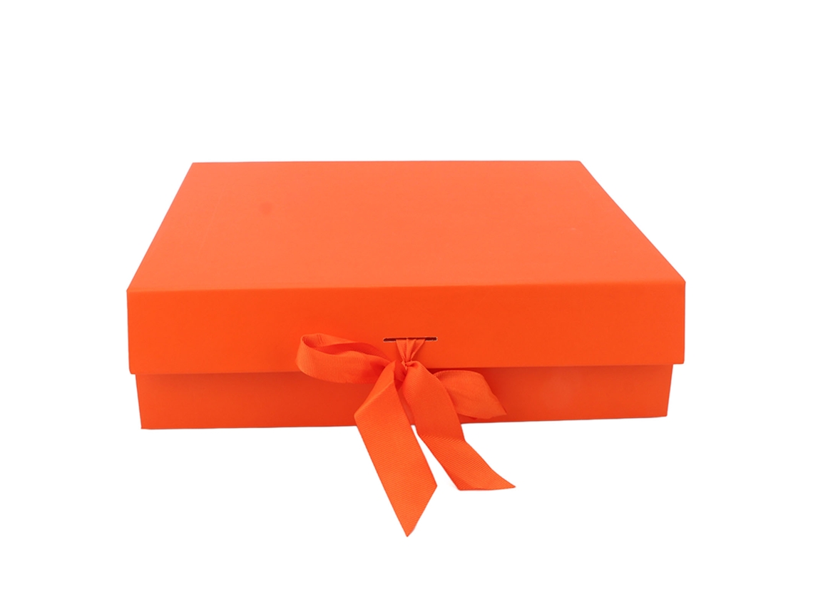 Caixa De Presente Laranja Plegável Com Tampa E Fita Para Perfumes, Cosméticos, Jóias E Mais