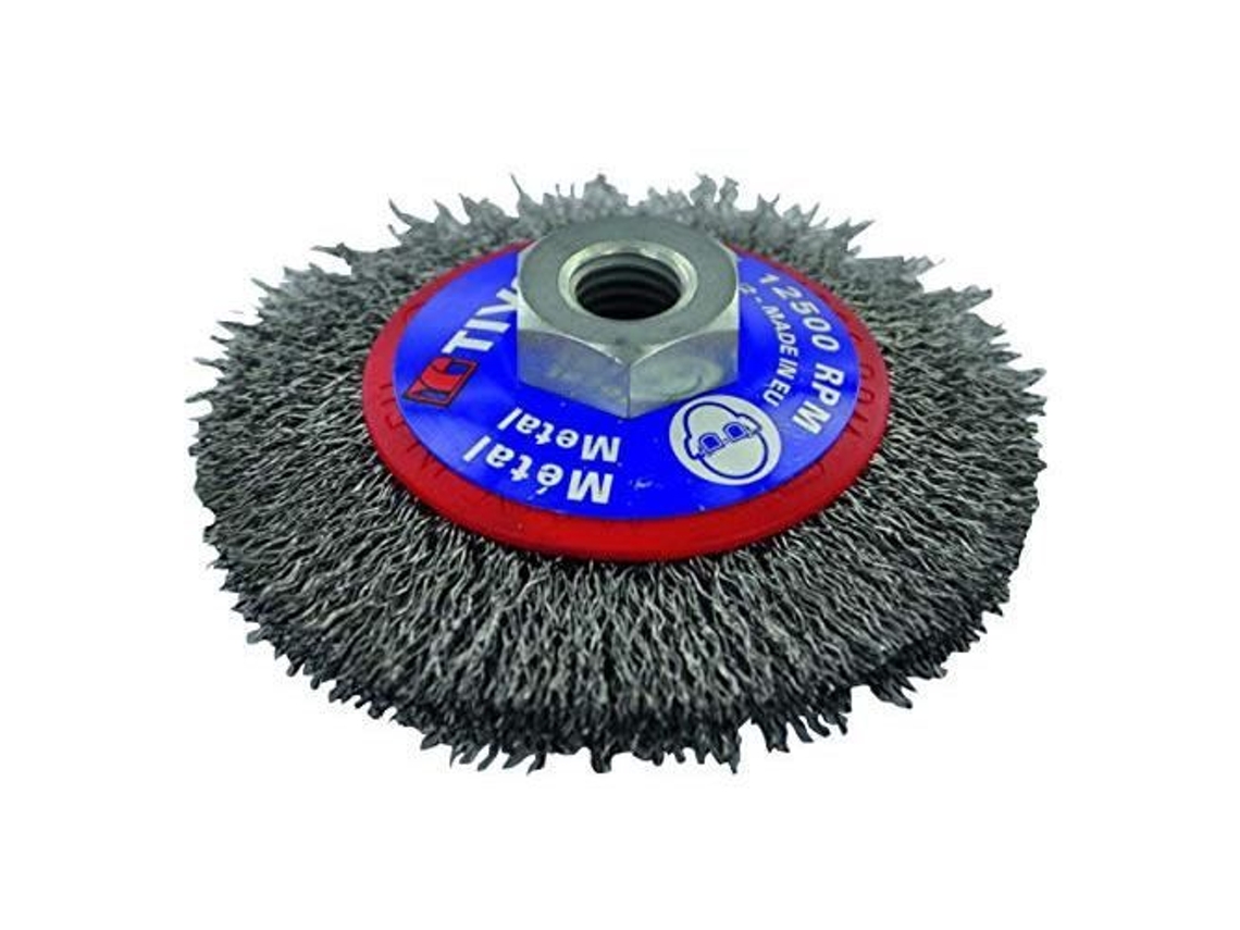 Escova Cônica D100Mm M14 TIVOLY para Decapagem de Metal Técnico de Moedor de Aço Corrugado