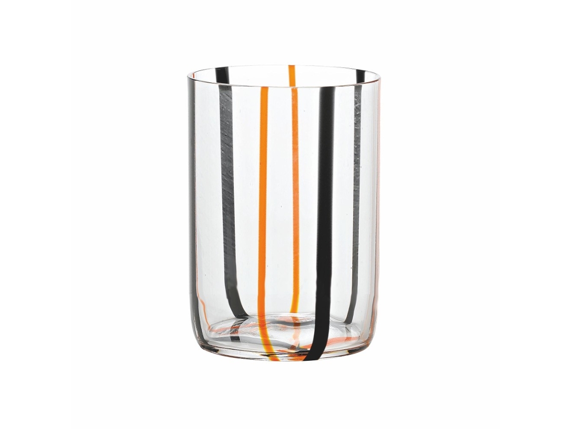 Vaso Tirache ZAFFERANO de vidrio borosilicato bicolor Negro-naranja caja 6 piezas