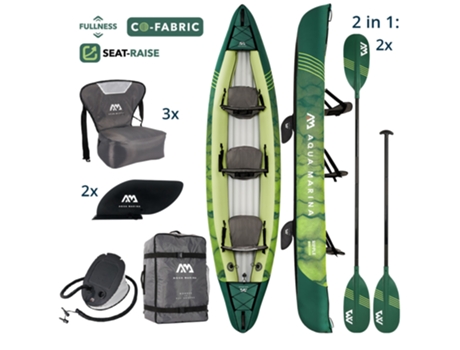 Kayak Inflable AQUA MARINA Ripple-370 Verde 3 Personas