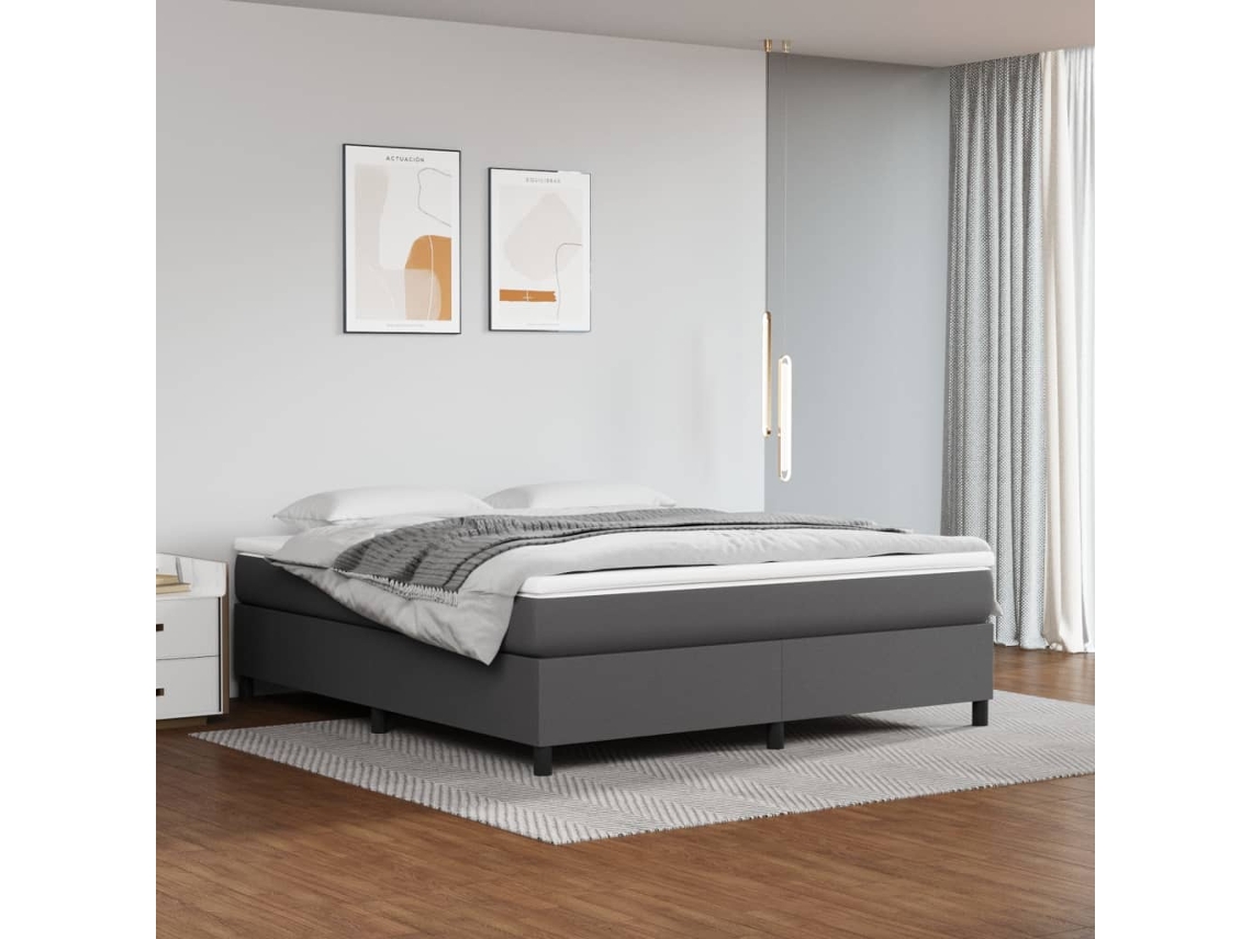 Estructura De Cama Sin Colchón Cuero Sintético Gris 180x200 Cm