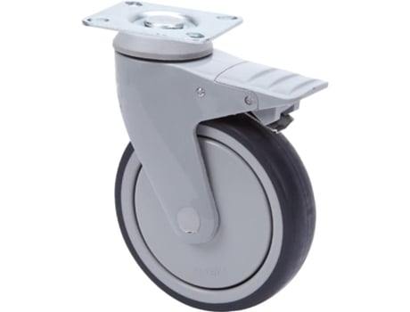 Rueda giratora placa freno plastico 10anfd125cp-an poliur.gris eje bolas ALEX