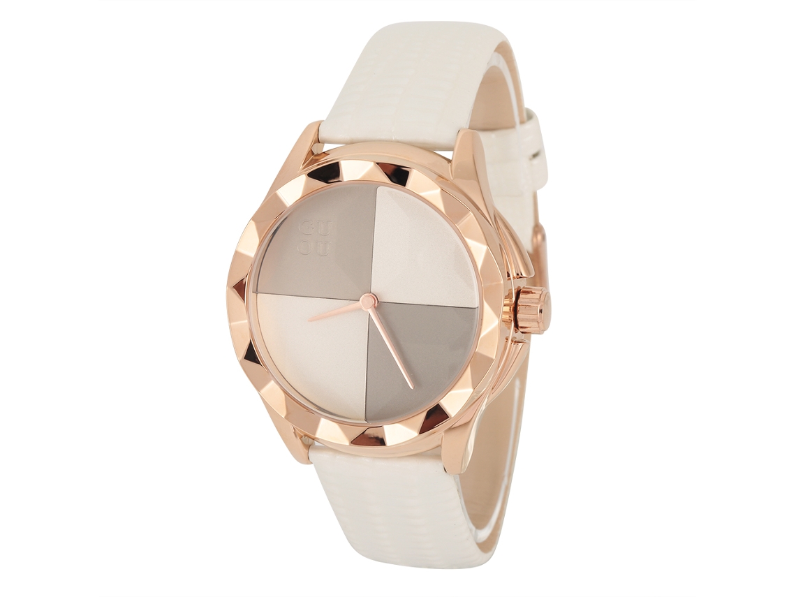 Reloj De Pulsera Analógico Para Mujer Con Correa De Cuero, Movimiento De Cuarzo Y Esfera Redonda Blanca.