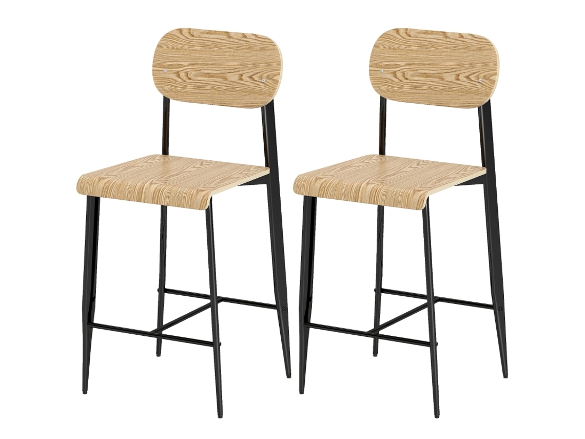 Dos Taburetes De Bar, Con Reposapiés, Estructura De Metal, Altura Asiento 66 Cm.