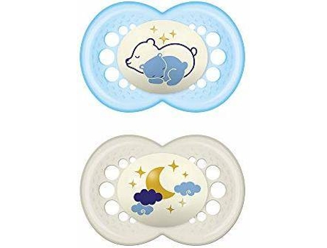 Conjunto 2 Chupetes MAM Original Night Azul (6+ meses)