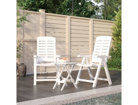 Conjunto 3 de comedor para jardín VIDAXL polipropileno blanco