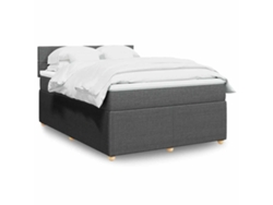 Cama Box Spring Con Colchón Tela Gris Oscuro 140x190 Cm