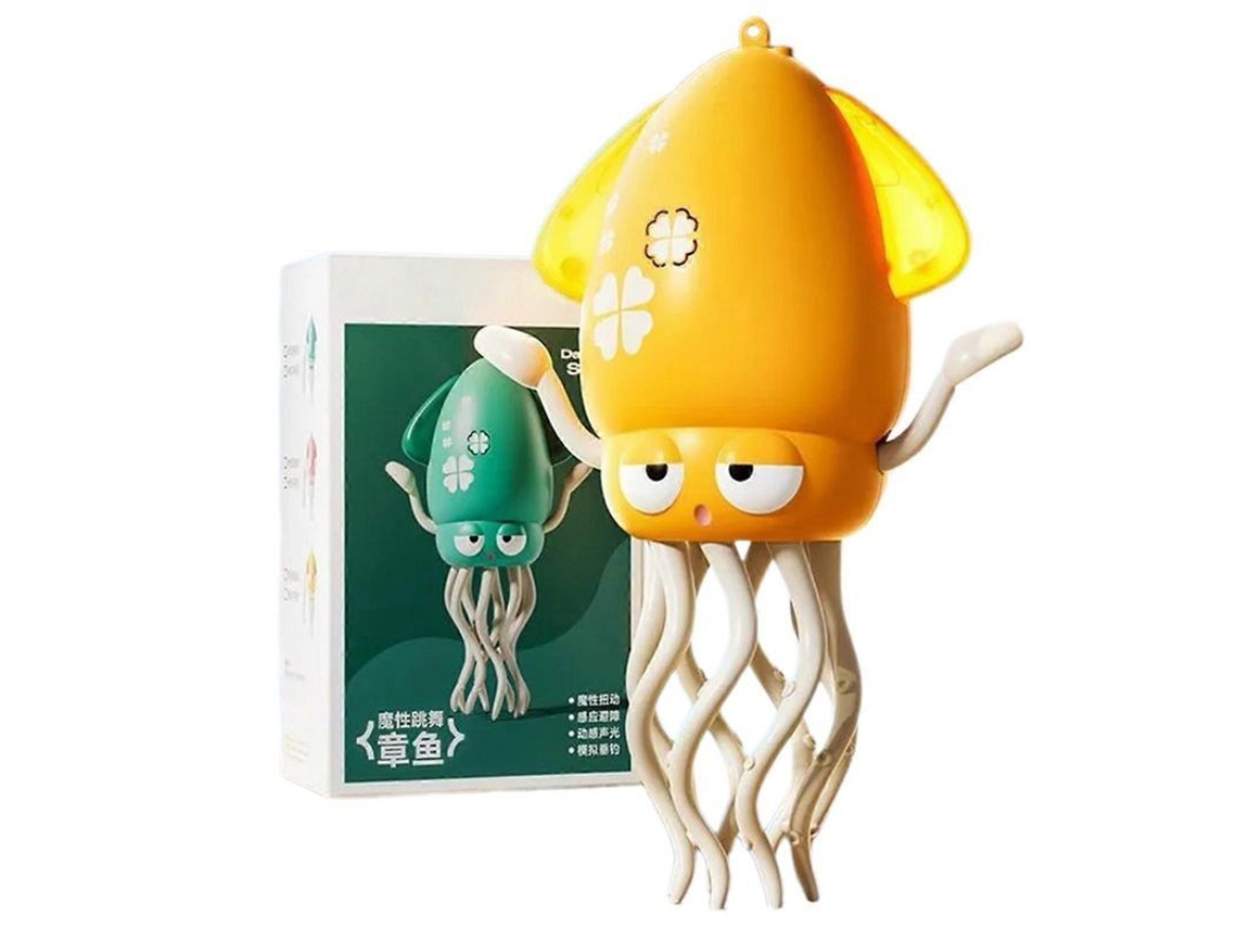 Pulpo Eléctrico Bailarín Con Luces Led Y Música, Evita Obstáculos, Para Niños, Amarillo