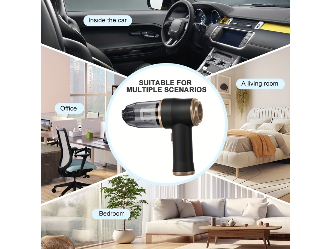 Aspiradora de mano Cuich Aspiradora portátil inalámbrica, Aspiradora para electrodomésticos y automóviles y soplador de polvo negro