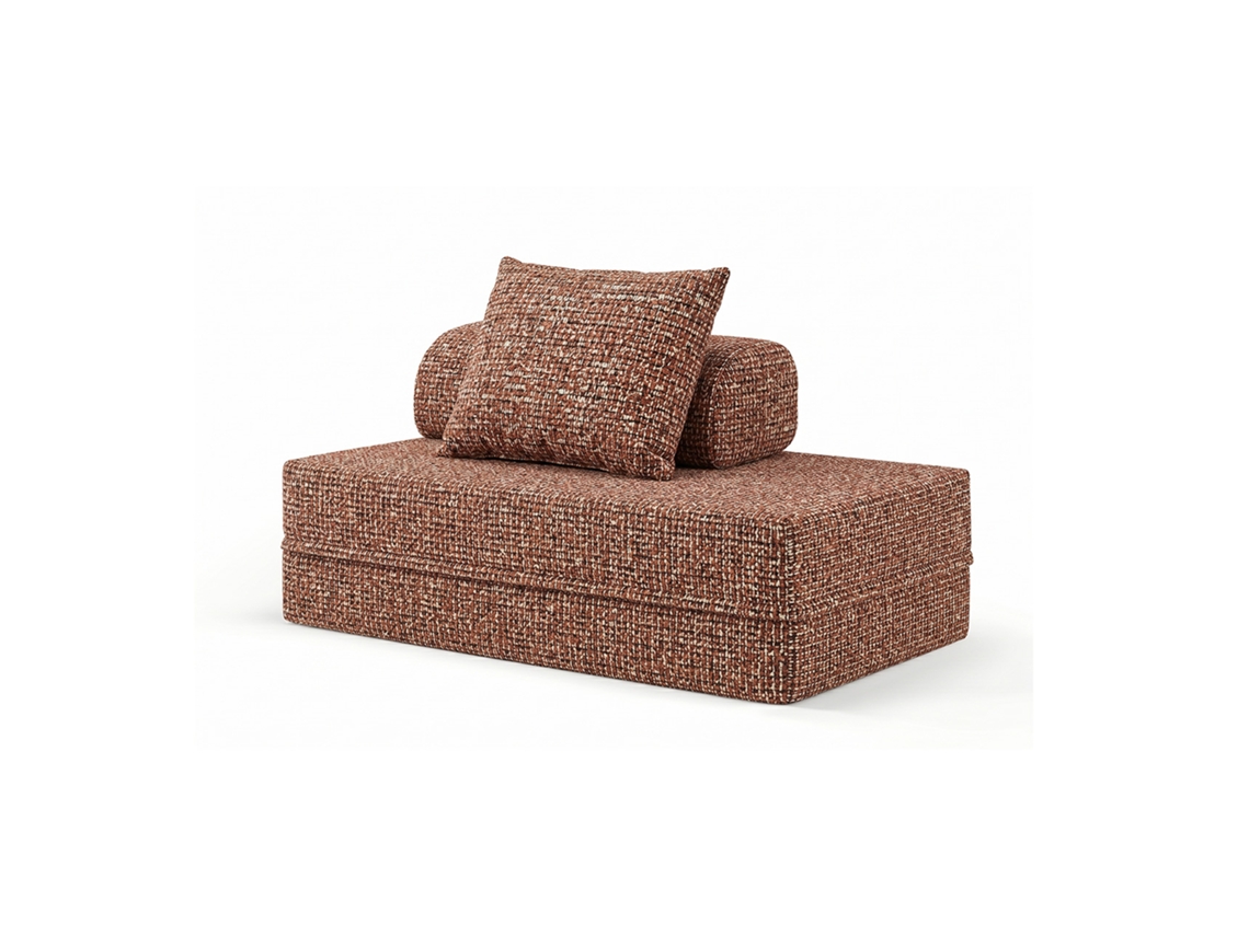 Sofá Modular 2 Lugares Convertible Tweed Terracota