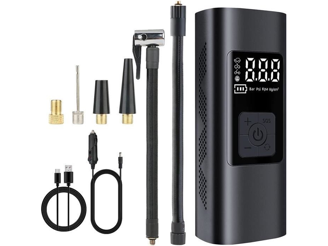 Mini compresor portátil de 6000Mah, Inflador de neumáticos de coche, bomba de bicicleta eléctrica de 150Psi con bomba de aire ligera Sos A62