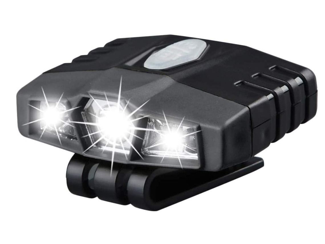 Brillante manos libres LED Clip en la luz del sombrero - Recargable 150 lúmenes Ligero Foco Impermeable Cap Light Linterna Head Light (Negro) BISBISOUS