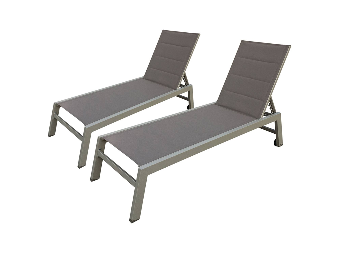 Pack De 2 Tumbonas Barbados En Textileno Color Topo - Aluminio Color Topo