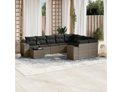 Conjunto de sofás de jardín de 10 piezas DKD Home Decor con cojines de mimbre gris