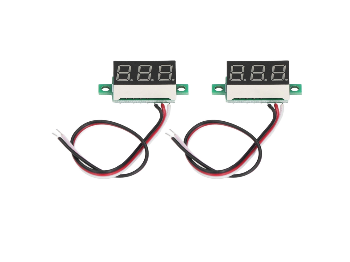 2 Voltímetros Digitales Led De 3 Cables Con Pantalla Verde De 0,36 Pulgadas, Rango De Cc De 0,00 V A 30,0 V, Alta Precisión.