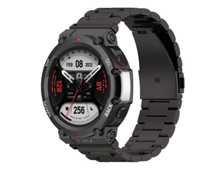 Correa de acero inoxidable tres cuentas antiarañazos con hebilla para Huami Amazfit T-Rex 2 - negro