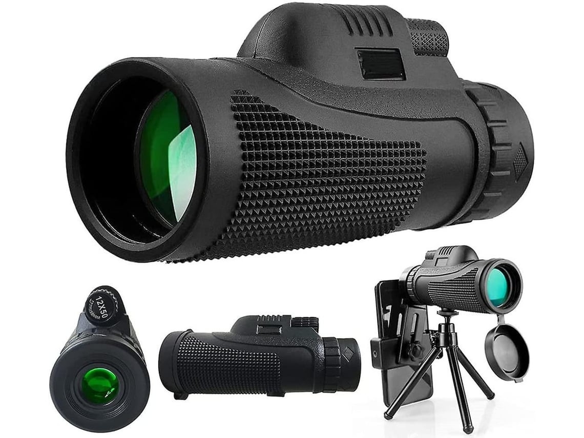 Telescopio monocular 12x50 resistente al agua IPX7 con visión nocturna con poca luz y prisma Bak4, campo de visión de 1000 yardas (360 pies) para Chennnls.