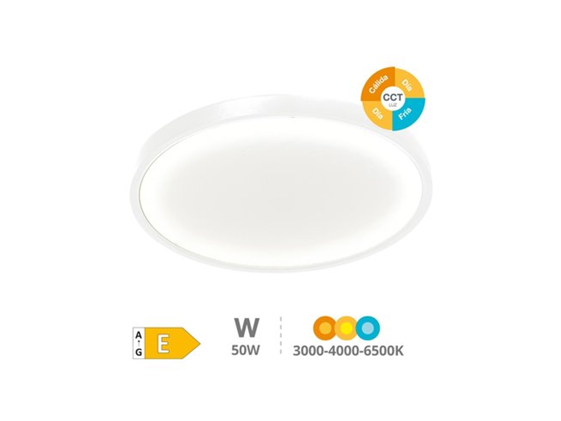 Plafón De Techo Led Belair (50w 3cct 5500lm) Ip44/ik4 Ø400x25mm Color Blanco