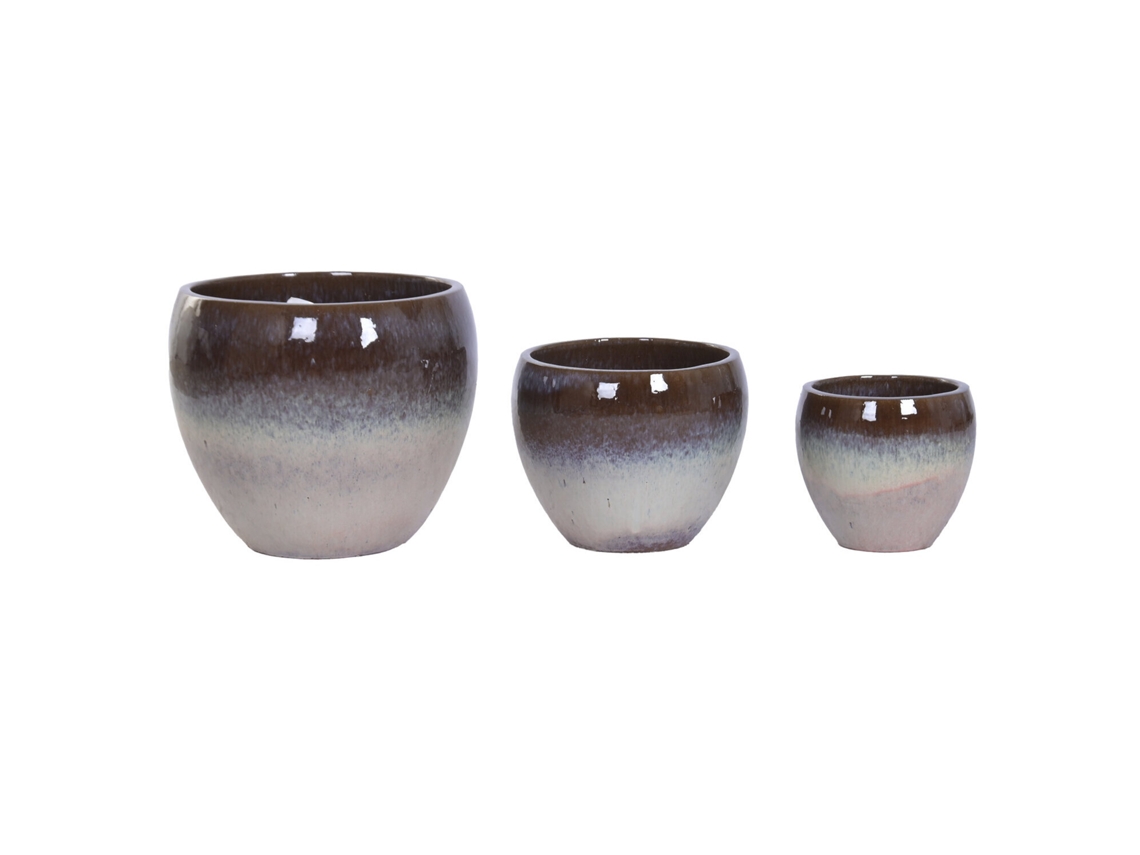 Set 3 Macetero Ceramica Vidriada 38x38x33cm