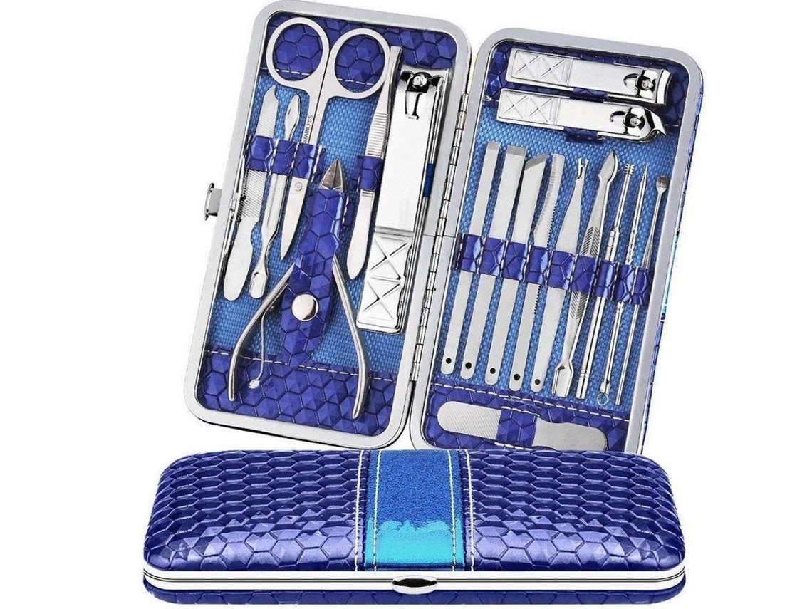 Kit De Manicura Y Pedicura De 18 Piezas: Tijeras, Cortaúñas Y Limas De Uñas De Acero Inoxidable Para Viajes.