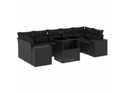 Maison Exclusive - Set De Sofás De Jardín 8 Piezas Y Cojines Ratán Sintético Negro