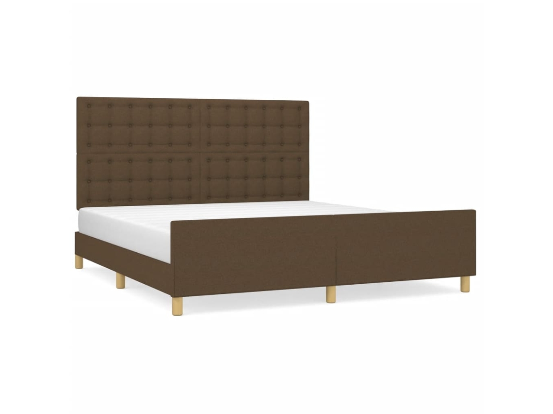vidaXL Estructura de cama de tela marrón oscuro 160x200 cm