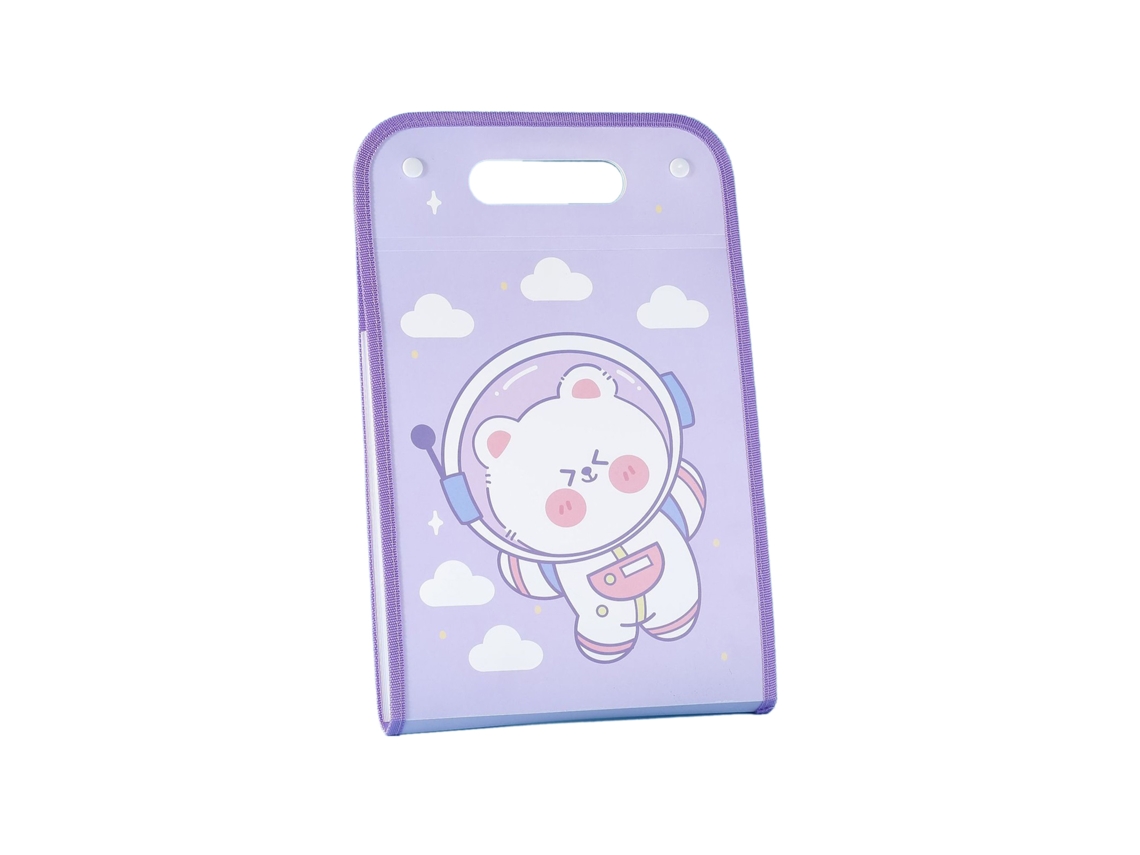 Bolsa Organizadora De Archivos A4 Vertical Portátil 12 Capas Expandible Estuche De Almacenamiento Astronauta Morado