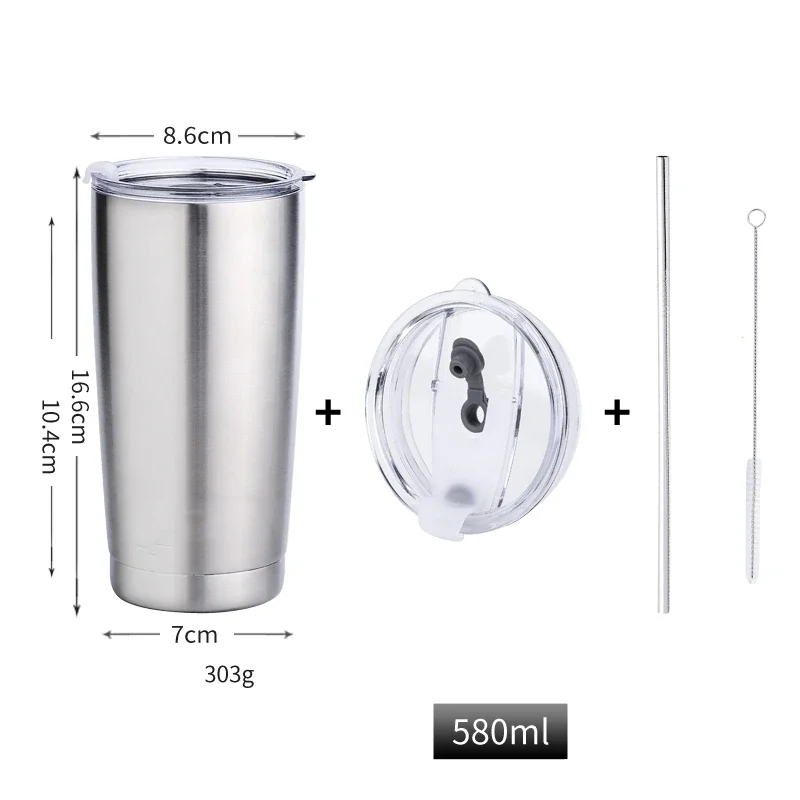 Caneca De Café Antiescaldante A Vácuo Em Aço Inoxidável 304 (580 Ml), Adequada Para Chá Ou Café.