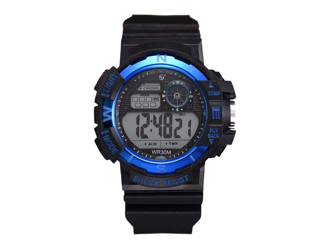 Reloj Digital Para Hombre, Estilo Estudiantil, Informal, Correa De Silicona, Resistente Al Agua, Azul.
