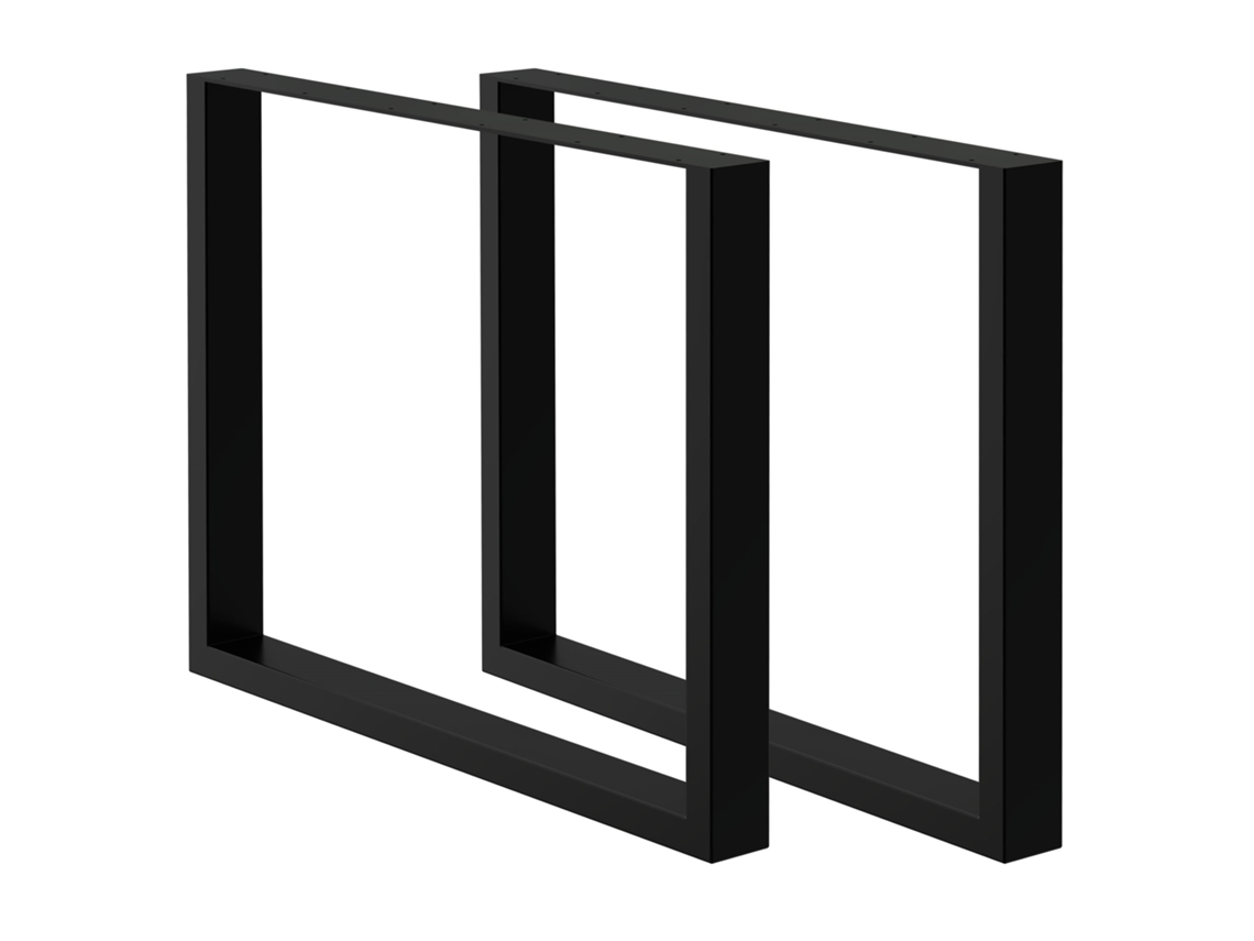 Set de 2 Patas de mesa industrial ECD 90 x 72 cm acero en polvo negro diseño cuadrado
