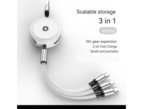 Cable Carga Rápida Datos Multipuerto Retráctil Compatible Android para Huawei Multicolor