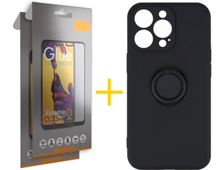 Carcasa + 2 Protectores de Vidrio Full iPhone 13 Pro Max SKYHE Gel O-Ring Negro