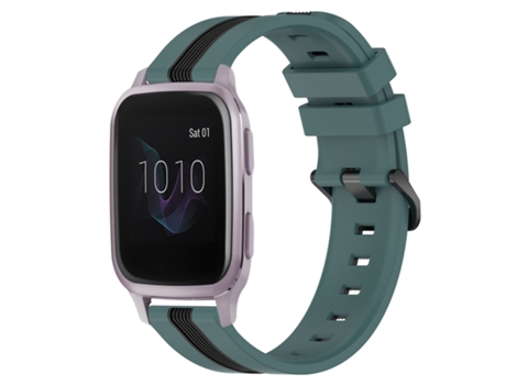 Correa de reloj inteligente para Garmin Venu SQ Correa de reloj de silicona vertical bicolor de 20 mm (verde + negro)