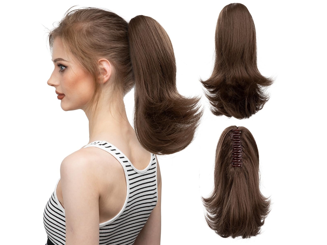 Peluca, extensión de cola de caballo con clip para mujer, microrizada (estilo 11/30 cm) Gertiz