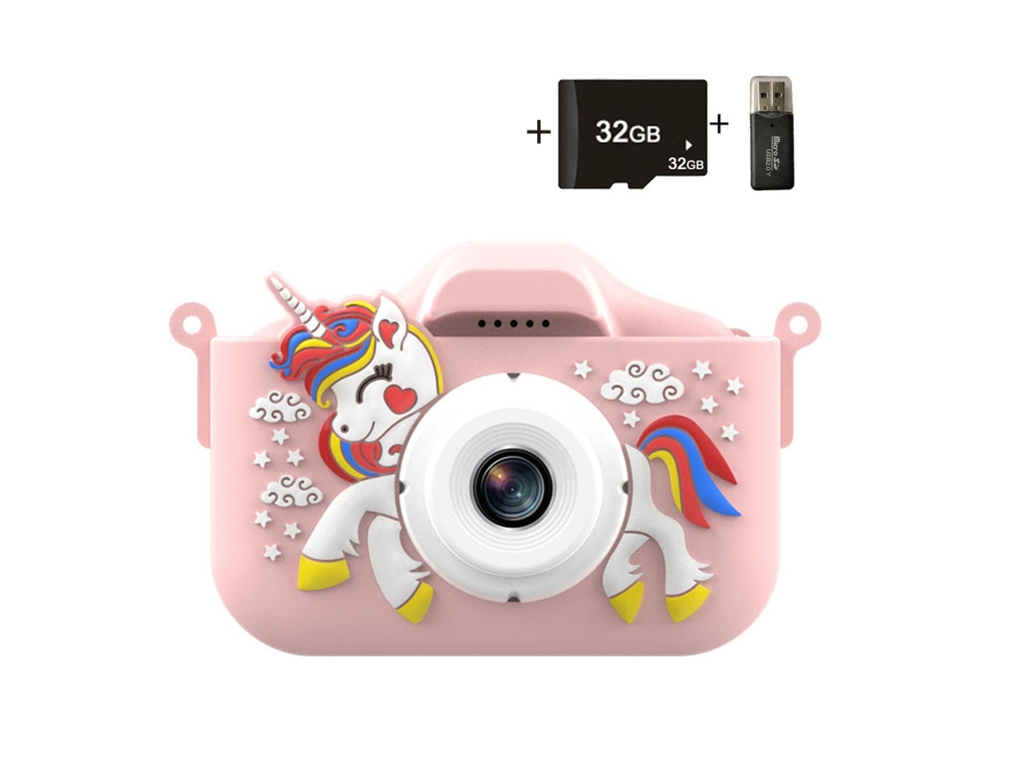 Cámara infantil Gertiz Unicorn de 4800 W con doble cámara para niños de 3 a 8 años, 32 g, color rosa