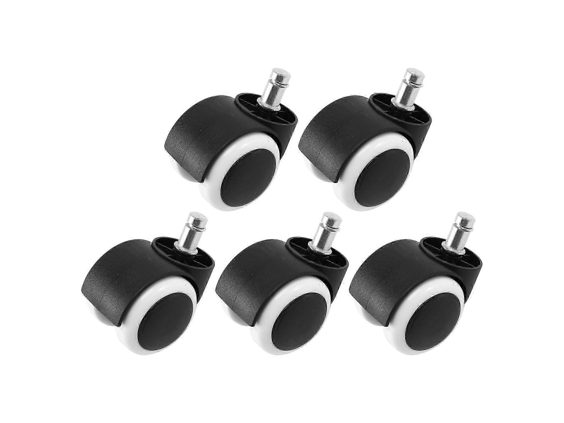 Ruedas para silla de oficina de 50 mm, juego de 5, color blanco y negro