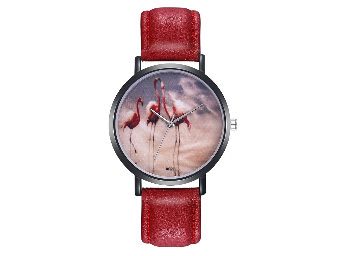Reloj De Pulsera De Cuarzo Moderno Y Sencillo Con Correa De Piel Sintética Roja.