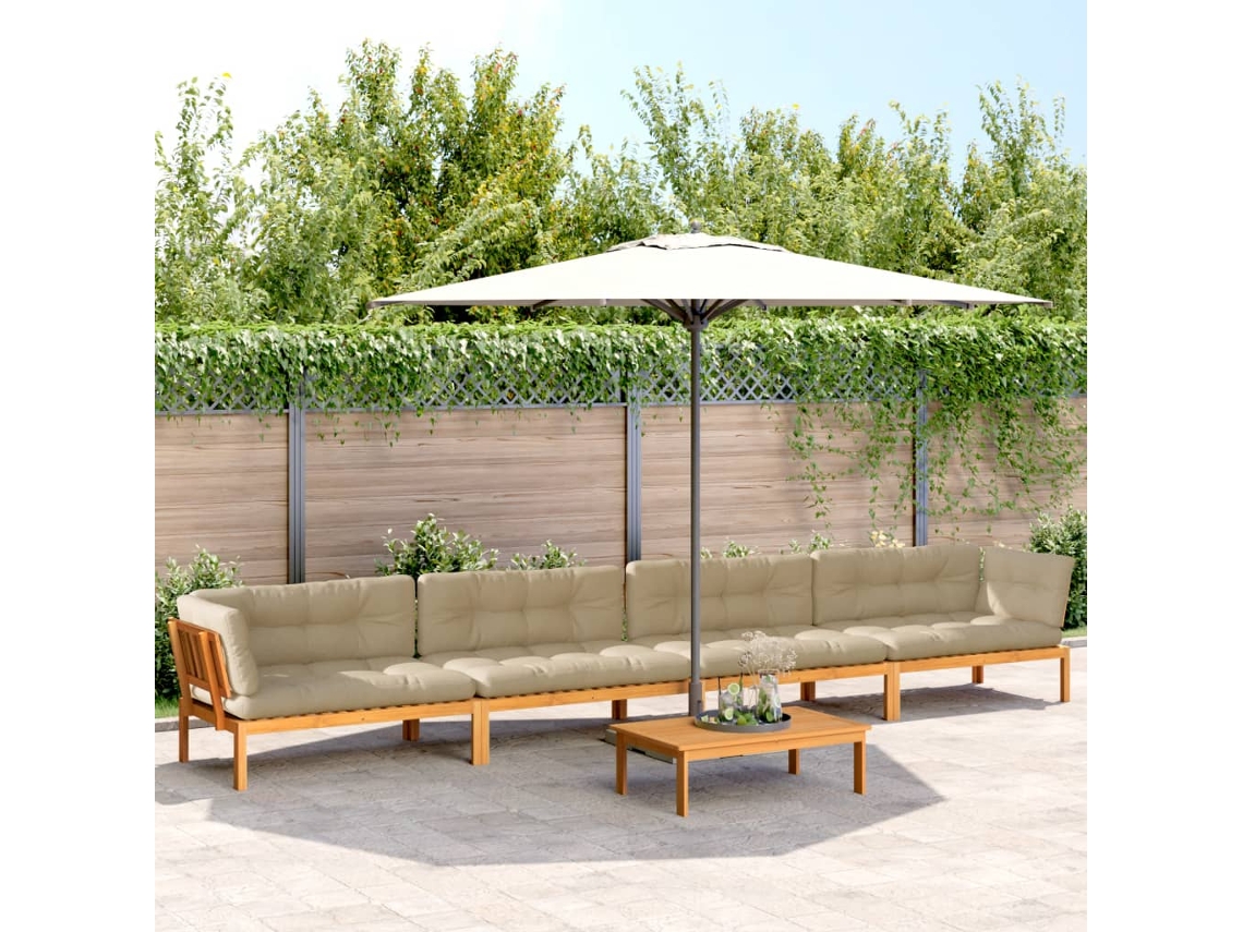 5 muebles de jardín de palets con cojines de acacia maciza, DKD Home Decor
