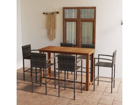 MAISON EXCLUSIVE Conjunto de bar para jardín 7 piezas gris